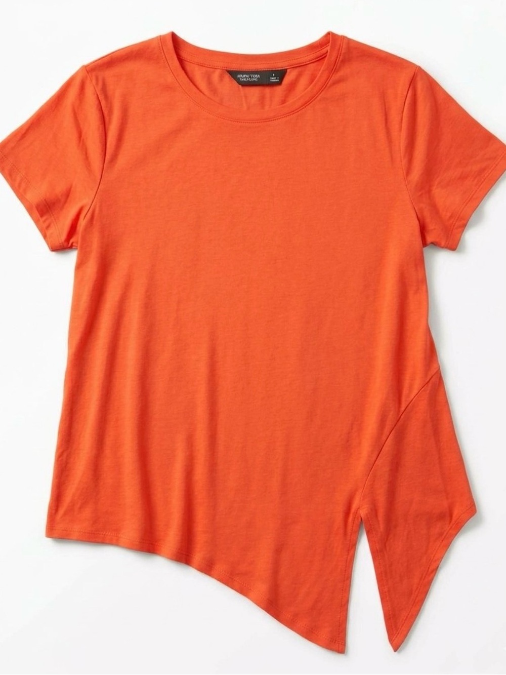 Simply Vera Vera Wang Asymmetrical Coral Tee Sharkbite Hem, L